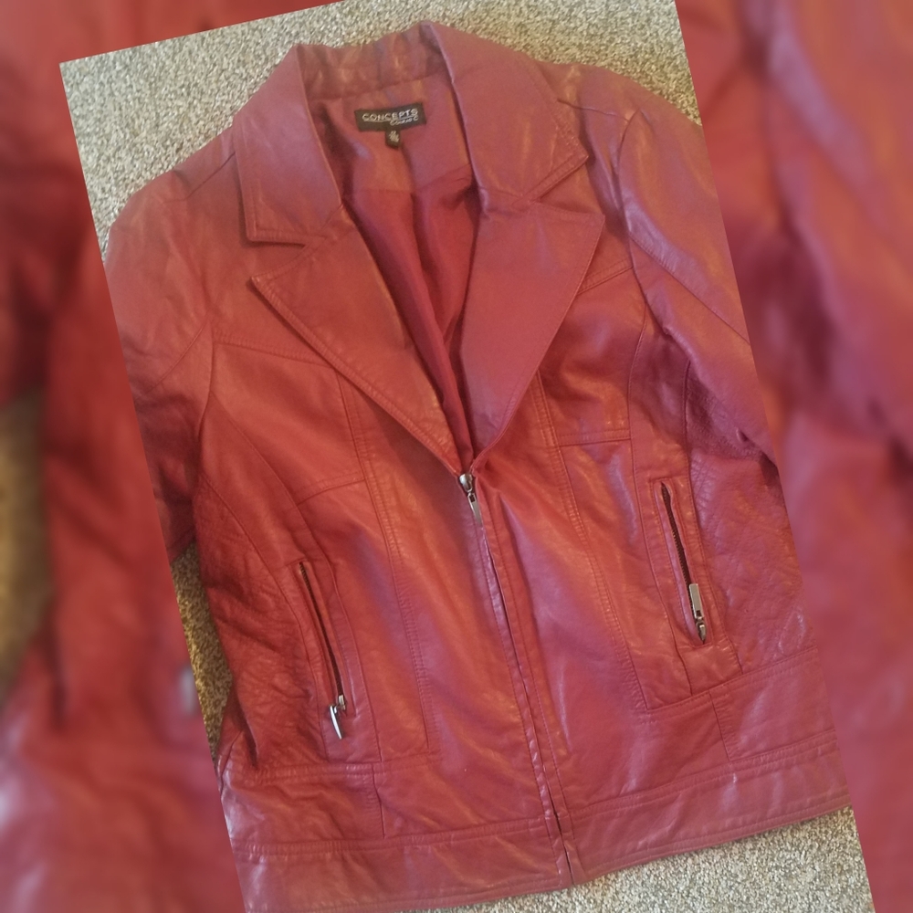Maroon Faux Leather Jacket